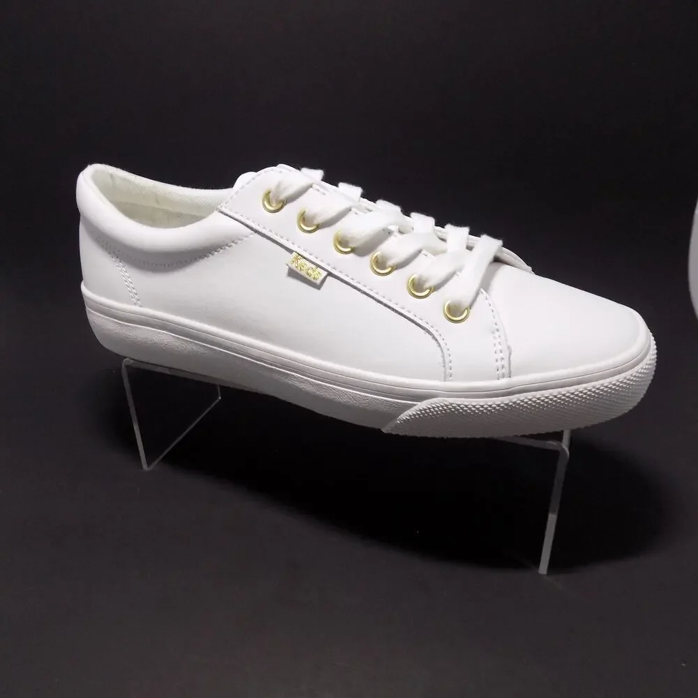 Keds Jump Kick Lace Up Leather White/Gold Sneakers Women's- Size 8.5- New
